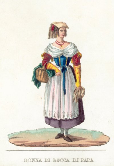 Donna Di Rocca Di Papa (barevná rytina) od Italian School