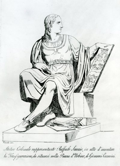 Kresba sochy od Giovanniho Ceccariniho z Raffaello Sanzio da Urbino od Italian School