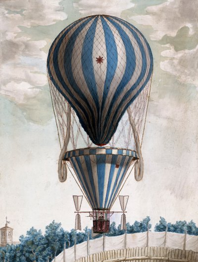 Časný horkovzdušný balón v letu od Italian School