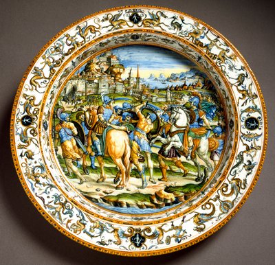 Epizoda ze života Julese Cesara Keramický talíř vyrobený v Urbinu v dílně Fontana, Itálie. 1550 kolem Florencie, Museo Nazionale del Bargello od Italian School