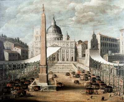 Svátek Božího Těla na náměstí svatého Petra v Římě (Malba od Italian School