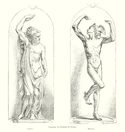 Figurky du Piedestal du Persee, Jupiter, Mercure (rytina) od Italian School