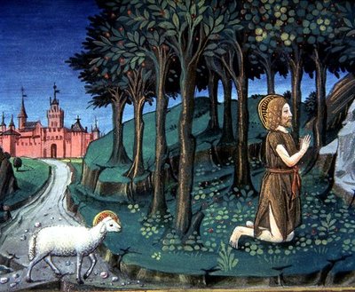 Fol.143v Svatý Jan Křtitel se modlí na poušti (vellum) od Italian School