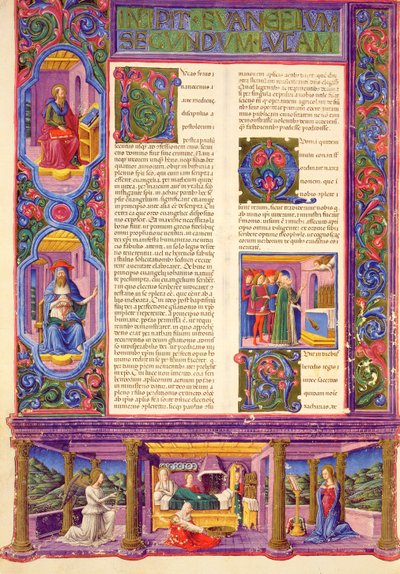 Fol.157v Druhé Lukášovo evangelium, z Bible Borso d