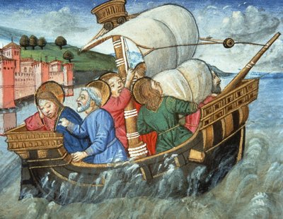 Fol.49v Bouře v Tiberském moři (vellum) od Italian School