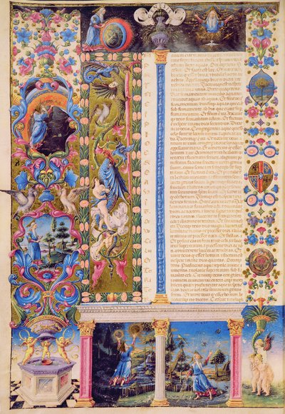 Fol.5v Genesis. Stvoření vesmíru, z Bible Borso d