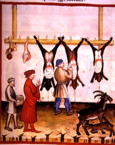 Fol.73r Řeznictví: Jelen a koza, ilustrace z 