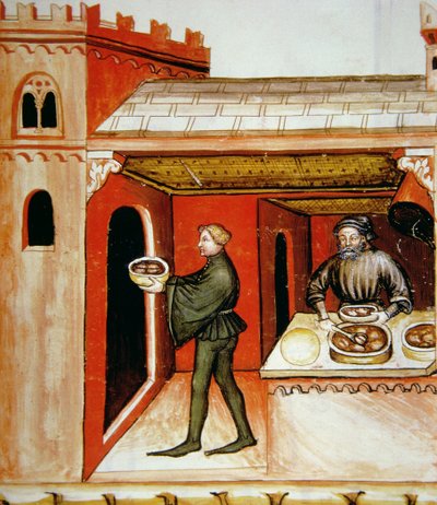 Fol.76r Maso a jeho želé, ilustrace z Tacuinum Santiatis Codex Vindobonensis od Italian School