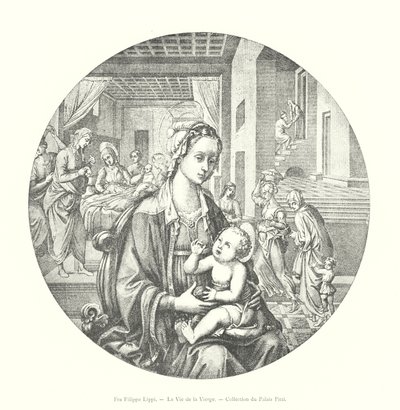 Fra Filippo Lippi, The Life of the Virgin, Pitti Palace Collection (rytina) od Italian School