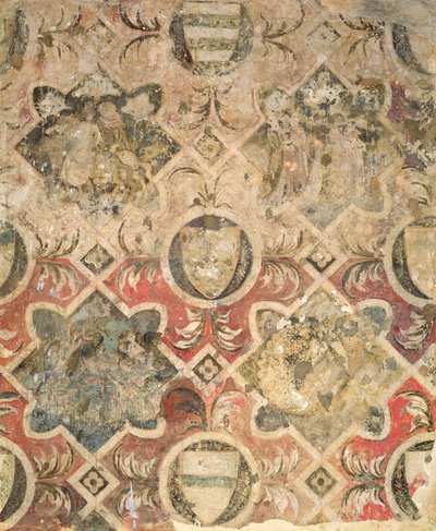 Fragment fresky zdobené erby od Italian School