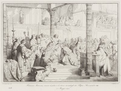 Francesco Morosini, přijímá pileus a stocco, které mu poslal papež Alexandr VIII od Italian School