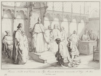 Francesco Novello II z Carrary a jeho syn Francesco III žádají o milost dóžete Michele Stena od Italian School