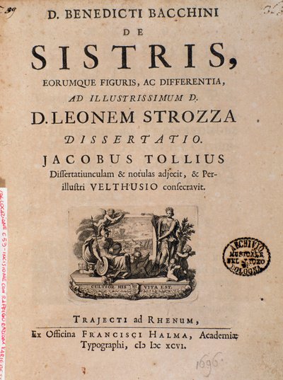 Frontispis z "De sistri" od Benedictus Bacchinius od Italian School