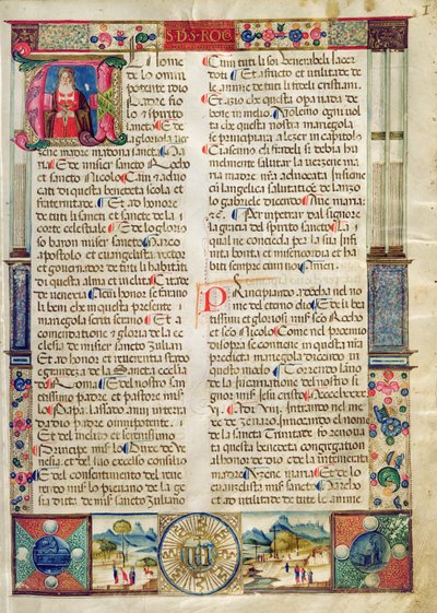Frontispis, z Mariegoly laického cechu sv. Rocca a sv. Mikuláše od Italian School