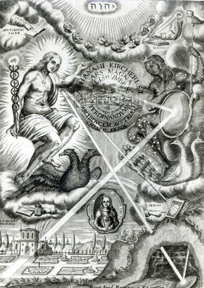 Frontispis Ars Magna Lucis et Umbrae, Athanasius Kircher (1601-80) Řím, 1646 od Italian School