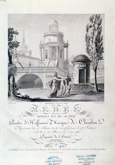 Frontispis hudební partitury Medea (scéna 3), opera Luigi Cherubini od Italian School