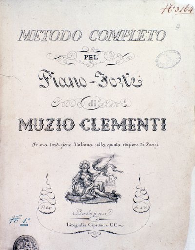 Frontispis učebnice, Kompletní metoda pro klavír od Muzio Clementi od Italian School