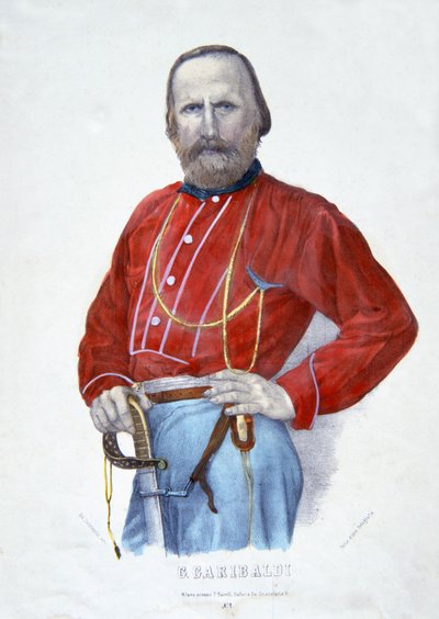 Garibaldi, ilustrace z Historie Itálie od Italian School