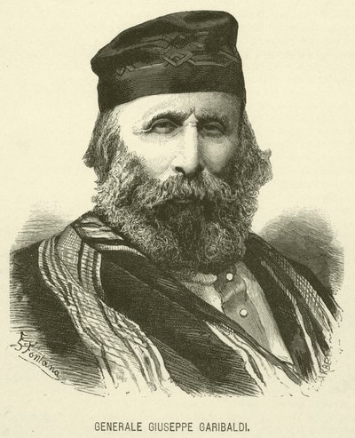 Generál Giuseppe Garibaldi (rytina) od Italian School