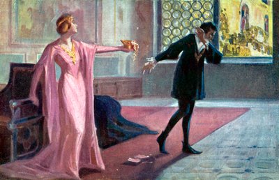 Hamlet a Ofélie (barevná litografie) od Italian School