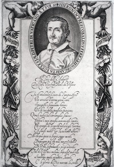 Hieronymus Frescobaldi, rytina Christian Sas od Italian School