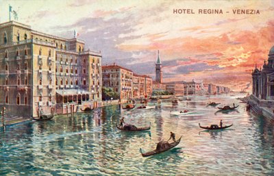 Hotel Regina, Benátky (barevná litografie) od Italian School