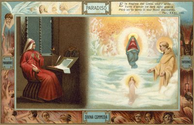 Ilustrace k Danteho Božské komedii (barevná litografie) od Italian School
