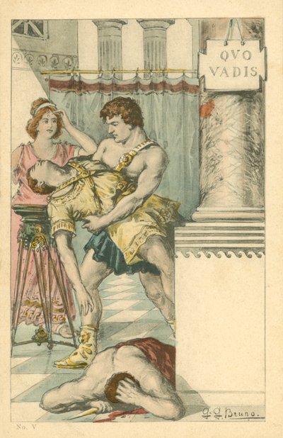 Ilustrace k románu Quo Vadis Henryka Sienkiewicze (barevná litografie) od Italian School
