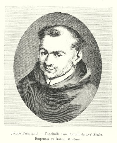 Jacopo Passavanti, faksimile portrétu ze 16. století, zapůjčeno z Britského muzea (rytina) od Italian School