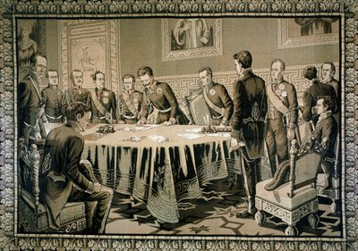 Král Karel Albert Savojský podepisuje statut (tapiserie) od Italian School