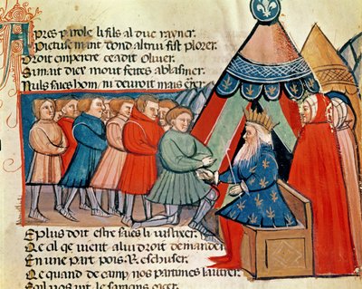 Rytíři slibující svou věrnost Karlu Velikému (742-814) z benátského kodexu od Italian School