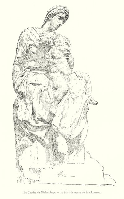 Charita Michelangelo, Nová sakristie San Lorenzo (rytina) od Italian School