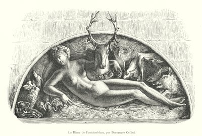 Diana z Fontainebleau, od Benvenuto Cellini (rytina) od Italian School