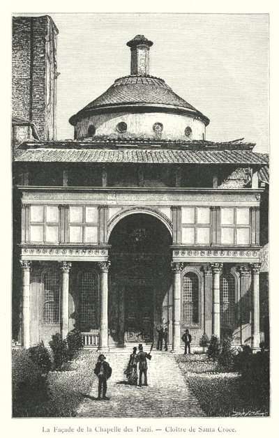 Fasáda kaple Pazzi, klášter Santa Croce (rytina) od Italian School