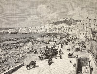 La Marinella, Neapol, Itálie, rytina Sabattini z kresby A Della Valle, z L