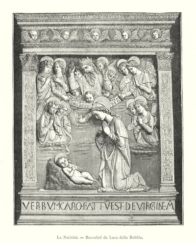 La Nativite, basreliéf od Luca della Robbia (rytina) od Italian School