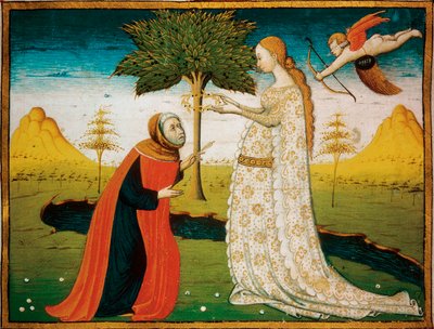 Laura (Laure) de Noves (1308-1348) korunující básníka Francesca Petrarcu (Petrarque). od Italian School
