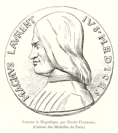 Laurent the Magnificent, Nicolo Fiorentino, Cabinet des Medailles de Paris (rytina) od Italian School