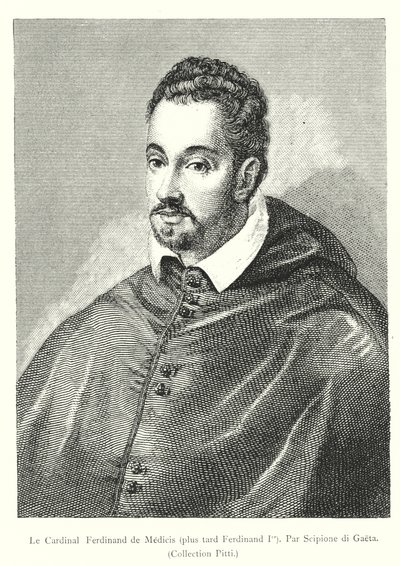 Le Cardinal Ferdinand de Medici, plus zesnulý Ferdinand Ier, Par Scipione di Gaeta, Collection Pitti (rytina) od Italian School