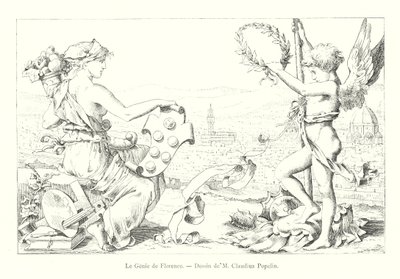 Génius Florencie, kresba M Claudius Popelin (rytina) od Italian School