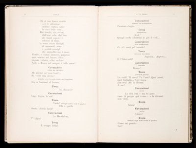 Libreto Tosca Giacomo Puccini, Edition Ricordi, Itálie od Italian School