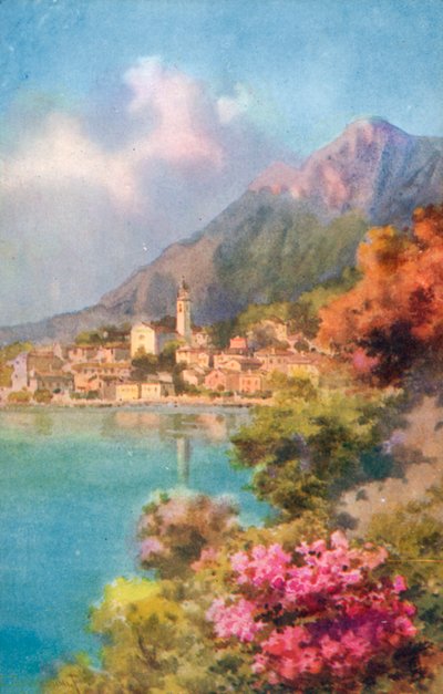 Limone, jezero Garda, Itálie (barevná litografie) od Italian School