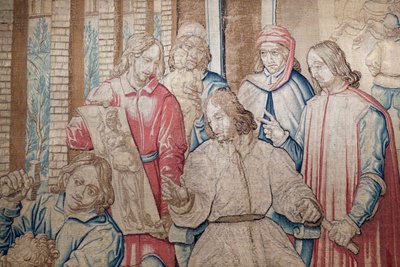 Lorenzo Velkolepý mezi sochaři a malíři v Medicejské zahradě v San Marco. Gobelín 1516. Janov. Itálie. od Italian School
