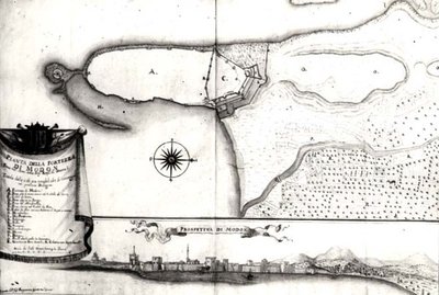 Mapa pevnosti v Modonu, Morea od Italian School