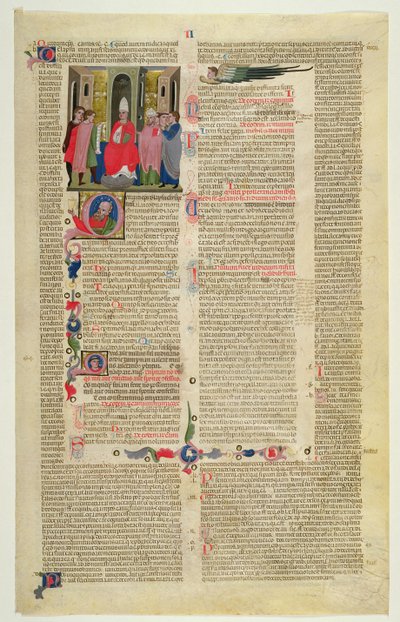 Marlay Cutting IT.3: List s miniaturou z Gratians Decretum ukazující případ biskupa obviněného z tělesného hříchu od Italian School