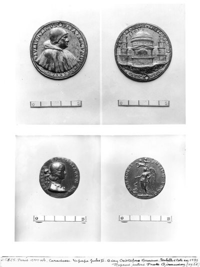 Medaile zobrazující papeže Julia II. (1443-1513) se svatým Petrem od Caradossa a Isabelly dEste (1474-1539) od Gian Cristoforo Romano (1465-1512) (kov) od Italian School