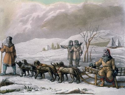 Muži z Kamčatska, se psím spřežením, z Costumi dei... Giulio Ferrario, cca 1820-30s od Italian School