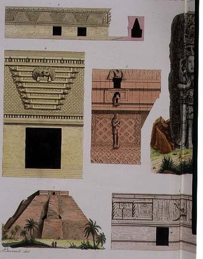Mexické starožitnosti, architektonické detaily z desky 48 „Dějiny národů“ (akvatinta) (viz také 94498) od Italian School