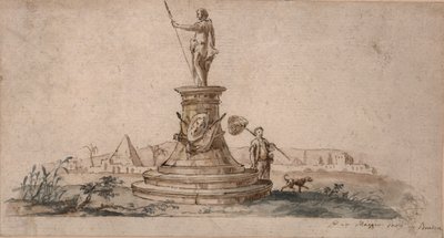 Památník (inkoust s mytím na papíře) od Italian School