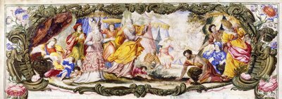 Mojžíš, Áron a děti Izraele na poušti shromažďují Mannu, kolem 1600–1630 od Italian School